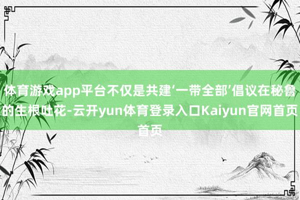 体育游戏app平台不仅是共建‘一带全部’倡议在秘鲁的生根吐花-云开yun体育登录入口Kaiyun官网首页