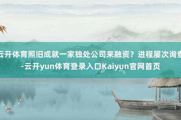 云开体育照旧成就一家独处公司来融资？进程屡次询查-云开yun体育登录入口Kaiyun官网首页
