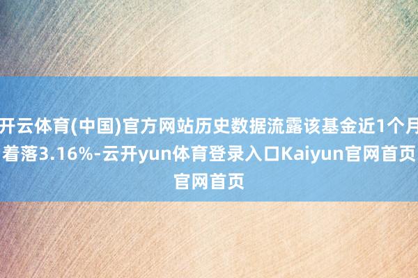 开云体育(中国)官方网站历史数据流露该基金近1个月着落3.16%-云开yun体育登录入口Kaiyun官网首页