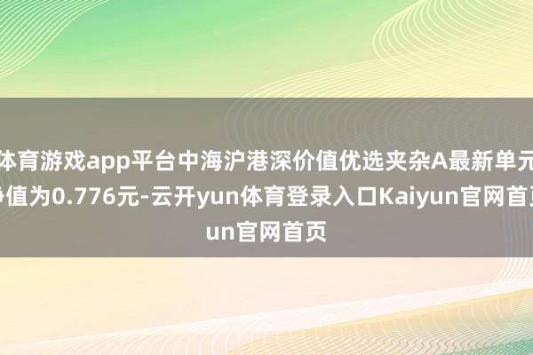 体育游戏app平台中海沪港深价值优选夹杂A最新单元净值为0.776元-云开yun体育登录入口Kaiyun官网首页