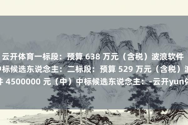 云开体育一标段：预算 638 万元（含税）波浪软件 5862000 元（中）中标候选东说念主：二标段：预算 529 万元（含税）波浪软件 4500000 元（中）中标候选东说念主：-云开yun体育登录入口Kaiyun官网首页